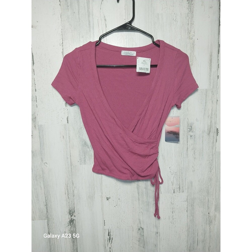 Haley & June Women's Small Pink Cropped Wrap Top